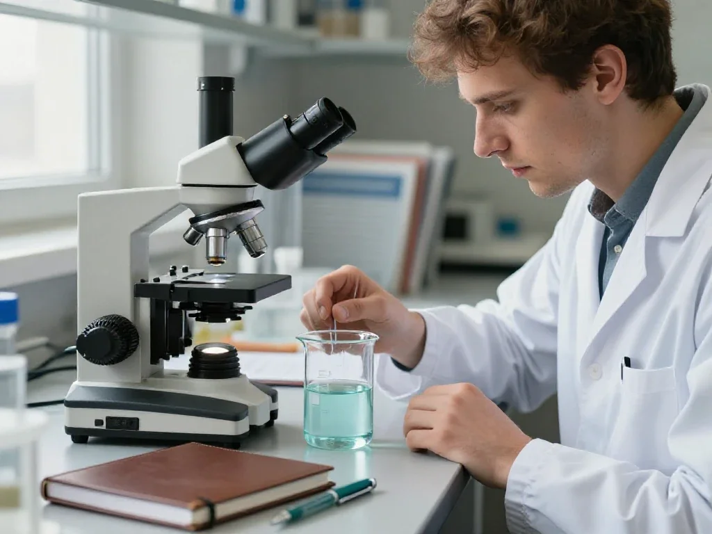 Instruments de précision sur une paillasse pour illustrer l'analyse avant la prise de décision.